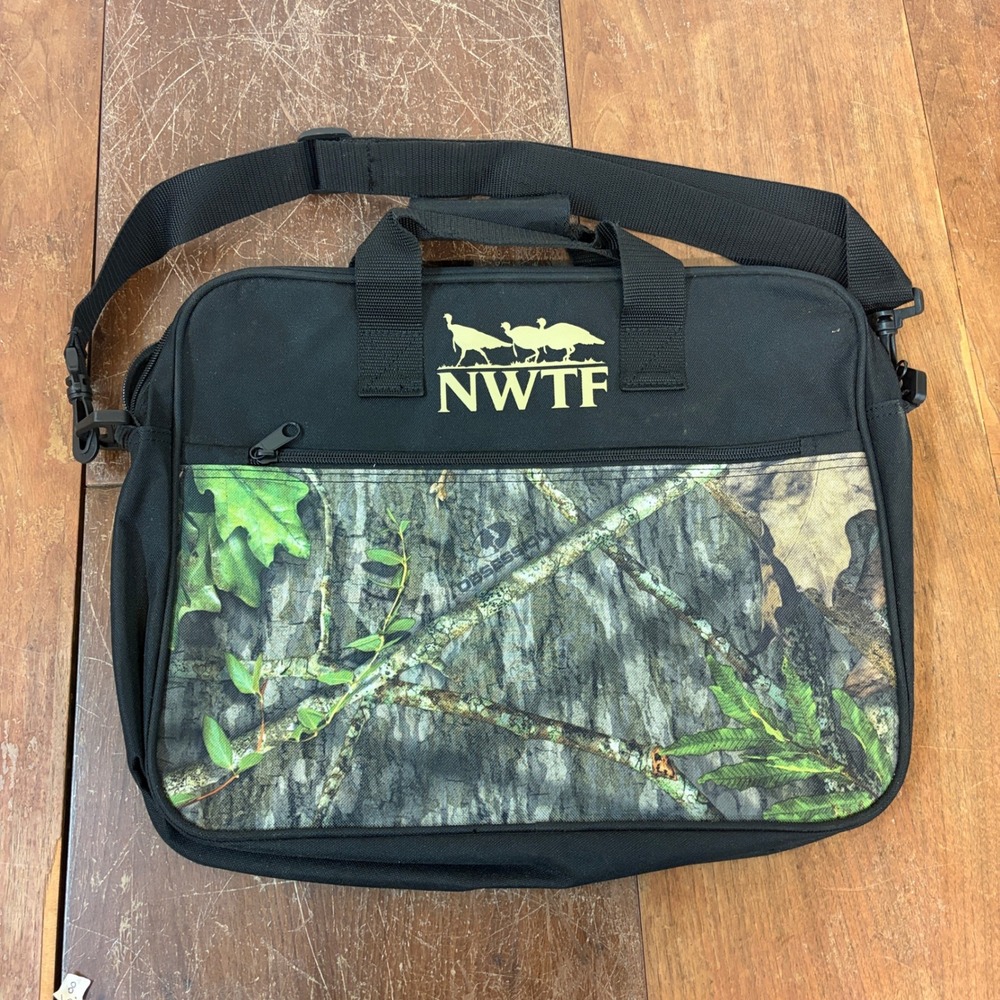 NWTF Mossy Oak Camo Laptop Briefcase Bag Black National Wild Turkey Federation